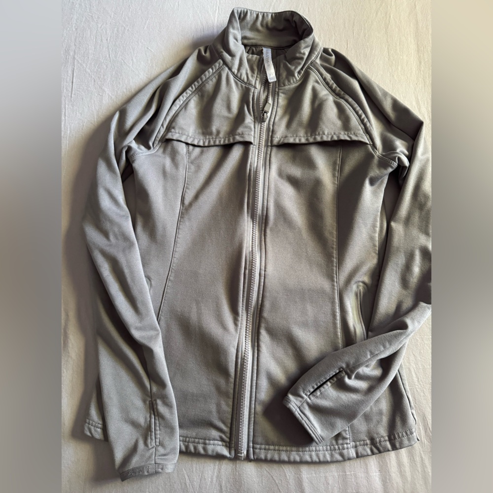 Fabletics Light Gray Full-Zip Jacket - Size S
